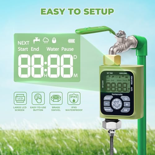 HOMENOTE Misting Cooling System with Timer, 59FT Misting Hose | 20 Brass Nozzles, 3/4" Brass Adapter, Water Timer with Mist Mode & Irrigation Mode, For Patio Cooling and Garden Watering - size: 59FT / 18M