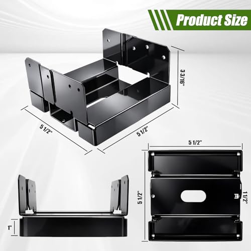6x6 Post Base for Concrete Heavy Duty Galvanized Post Anchor Base | Post Bracket Kit with 1" Standoff for Deck Patio/Gazebo/Pergola - style: Black With Accessories