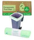 bioMat 33-35 Gallon Compostable Food Scrap Bags, 10 Count | BPI, CMA and OK Compost HOME certified, Meets the ASTM D6400 Standard, Tall Flat Top Bin Liner for Kitchen Food Waste Bin - size: 10 Count (Pack of 1), style: 35 Gallon
