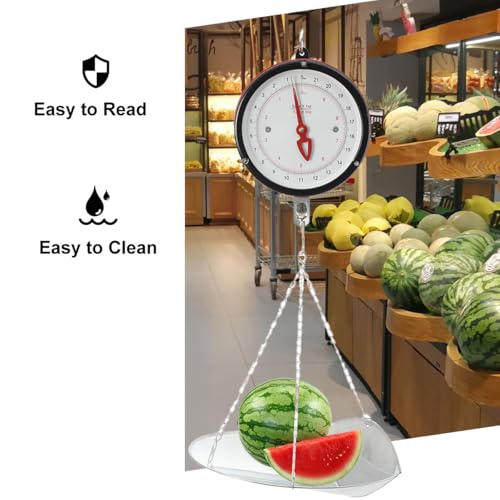 Tongue Weight Scale, Hanging Scale with Removable Tray, 22lb Capacity | 8.27-inch Double Sided Dial, Ideal for Farm, Market, Warehouse, or Workshop, No Battery Needed, Heavy Duty