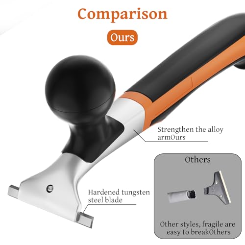 Professional 2-1/2" Tungsten Carbide Scraper - Extra Long Double-Sided Blade for Removing Paint, Epoxy, Rust, Adhesive & Carpet Glue - Heavy Duty Ergonomic Scraper Tool