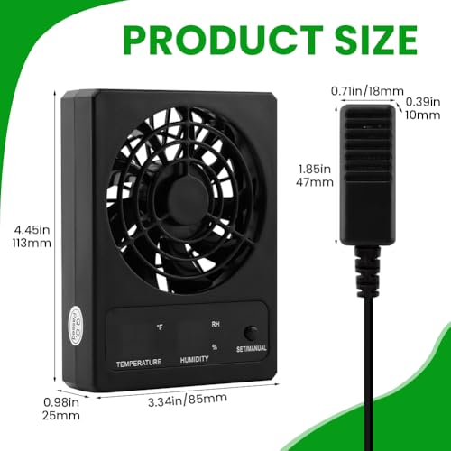Reptile Ventilation Fan, Auto Temperature/Thermometer Control LED Digital Humidity Gauge, °C/°F Switchable Dehumidifier for Reptile Tank, Rainforest, Ecological Pet Rearing Box (Automatic Humidity) - size: Automatic humidity