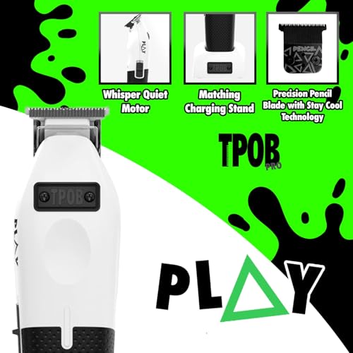 TPOB Play Professional Barber Hair Trimmer for Men 7000 RPM (White) - color: White