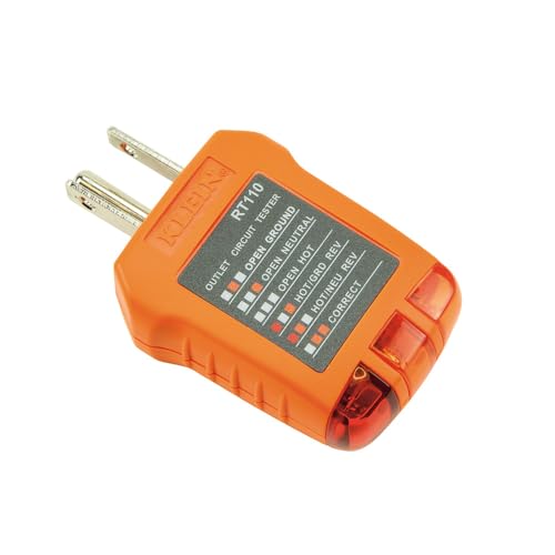 Klein Tools RT110 Outlet Tester, AC Electrical Receptacle Tester for North American Outlets - size: Receptacle Tester