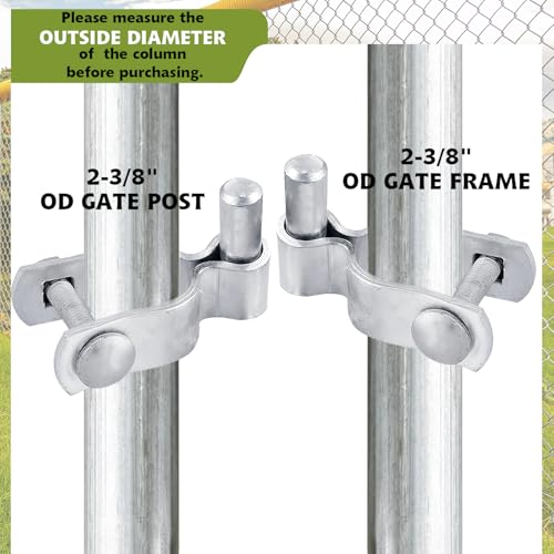 2-3/8" Chain Link Fence Frame Gate Post Male Hinge, Pack of 4,Galvanized Steel Gate Hinge for Fence Posts, Bolts & Nuts Included - size: 2-3/8" Male