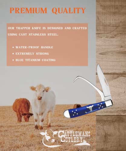 Farrier Knife - Stainless Steel Pocket Knife with Hoof Pick (Blue) - color: Blue
