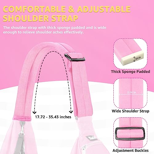 SlowTon Dog Carrier Sling - Thick Padded Shoulder Strap Adjustable, PI, S | Dog Carriers for Small Dogs, Puppy Carrier Purse for Pet Cat with Front Zipper Pocket Safety Belt Machine Washable - color: G-Pink Knitted Fabric