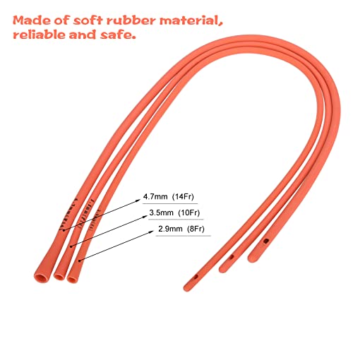 Pet Feeding Supplies Kit-3 Pack Red Rubber Feeding Tube(8Fr, 10Fr, 14Fr) With 3 Pack 10/30/60 Ml Syringes For Lamb,Goat,Sheep,Puppy,Kitten Whelping Feeding Watering