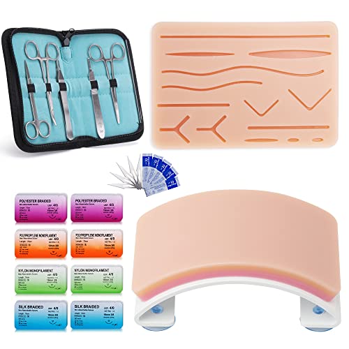 Alcedo Suture Practice Kit (33-Pc), Arch & Large Pads, Educational | Arch-Shaped & Large Durable Pad, Vertical/Horizontal Mesh, Pre-Cut Wounds, 20-Pack Sutures, Complete Tools, Carry Bag - size: XX Large Pad