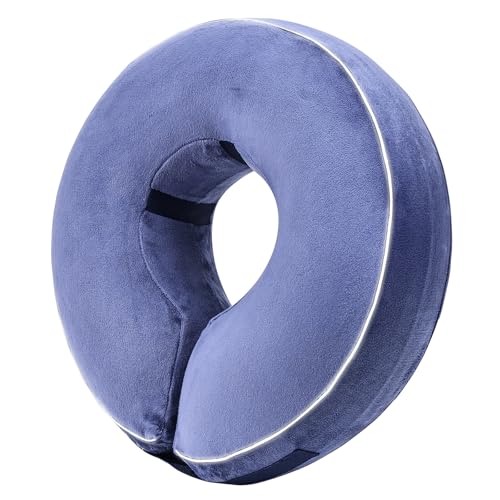 Inflatable Reflective Dog Cone Collar Alternative After Surgery,Doggie Recovery Dount Neck Ecollar,Adjustable Soft Dog Cone Collar for Small Medium Large Dogs (Blue, XXL) - color: Blue, size: XX-Large（18.5"-22.5"）