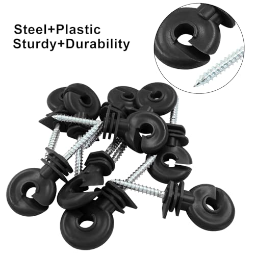Black Electric Fence Insulator, 10Pcs, 91mm/3.58 inch | Screw-in, For Ranch Agricultural Fencing - color: Black