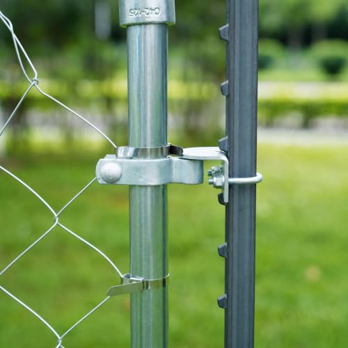 2 Pack T-Post Gate Hinge Kit, Fits T-Post & 1-3/8" Pipe, Heavy-Duty Steel | Dual mount: T-Post + Pipe or Pipe + Pipe. 5/8" pin, 200° swing, powder-coated steel. For farm, chain link, wood fences.