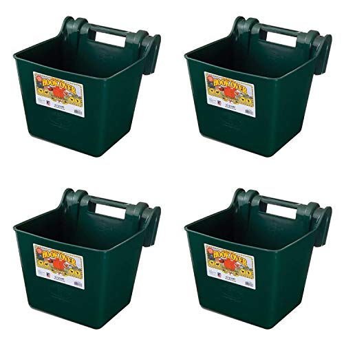 Little Giant HF15GREEN Heavy Duty 15 Quart Mountable Plastic Hook Over Feeder, Green (4 Pack)