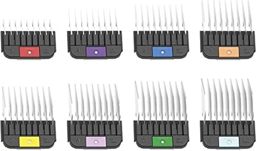 Wahl Pro Animal Stainless Steel Attachment Comb Set, Multicolor 2 | 8 Cutting Lengths, Color-Coded Dog and Cat Clipper Guides, Animal Grooming Essentials, Snag-Free Cutting - color: Multicolor 2