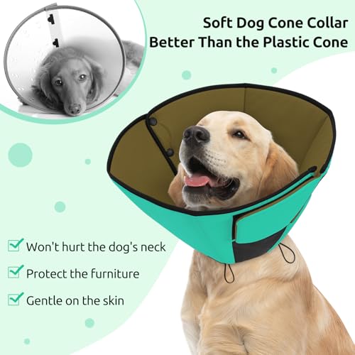 Dog Cone Collar, Dog Cones for Medium Dogs to Stop Licking | Cone for Dogs for Wound Care, Adjustable Doggy Recovery Collars & Cones, Elizabethan Collar for Pets After Surgery, Green M - color: Green, size: M