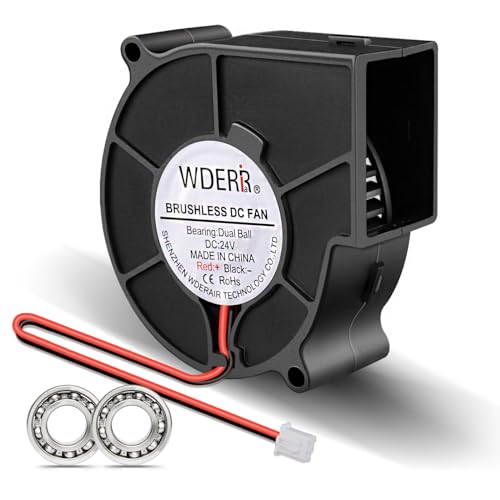 75mm x 30mm Brushless 24V DC Squirrel Cage Blower Fan Dual Ball Bearing High Performance Small Centrifugal Cooler 2Pin - style: 75 x 30 24v2p