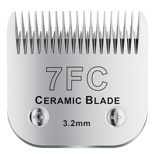 7FC# Detachable Pet Dog Grooming Clipper Ceramic Blade,Compatible with Andis Size 7FC Cut Length 1/8"(3.2mm),Compatible with andis/wahl/Oster Dog Clippers 1PCS - color: Silvery-9