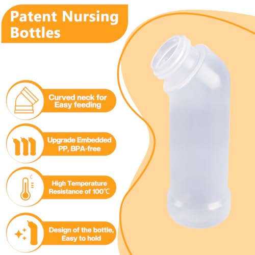Puppies Nursing Nipple with Syringe, Wide Mouth Angled Kittens Feeding Bottles, with Ventilation Valve Resistant Tearing for Puppies, Kittens, Rabbit, Hamsters (Yellow) - color: Yellow, size: Model 1