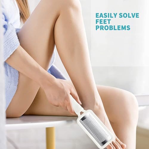 Fu Store 2 Pack Foot Files Callus Remover Foot Rasp Dual Sided Foot File | Stainless Steel Surface Pedicure Tools Professional Scrubber Premium for Feet Care Remove Hard Skin - color: White