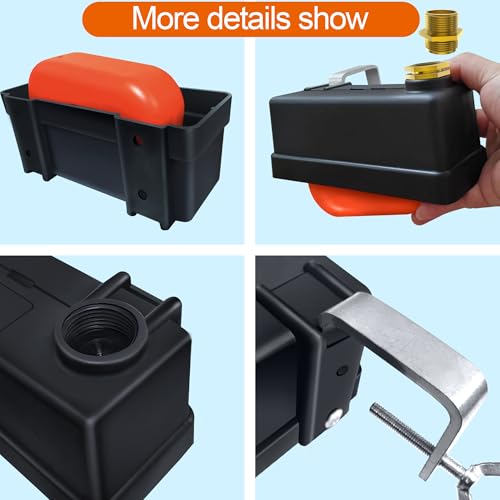 Water Trough Float Valve for Stock Tank, Automatic Control Waterer Level for Livestock Horse Chicken Animal Fish Pool with Hose Metal Connector & Ptfe tape （1 pack） - style: Stock Tank Float Valve-1PCS