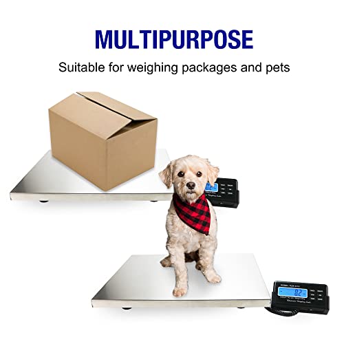 Charmline 660lbs x 0.1lbs High Accuracy Digital Postal Scale, Pet Vet Scale with 17x21in Large Stainless Steel Platform, Heavy Duty Scale for Packages/Dog/Postage/Luggage, Battery&AC Adapter Powered - size: 21x17 in