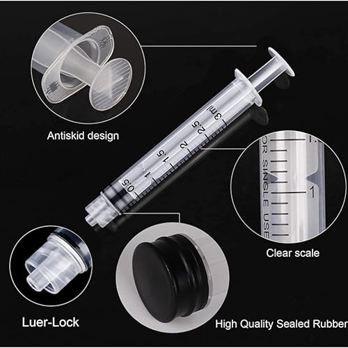 15 Pack 3 ml Syringe for Liquid Without Needle,Luer Lock Syringes with Cap, Individually Wrapped,Measurement for Scientific Labs,Measuring Liquids,Pet Feeding,Oil or Glue Applicator (B 15 Pack 3ml) Luer Lock - size: B 15 Pack 3ml