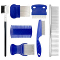 7PCS Flea Comb Set for Cats & Dogs, Pet Comb, Dog Eye Comb, Tick Comb | 7 combs for flea removal, tear stain cleaning and grooming with stainless steel and plastic for cats and dogs.