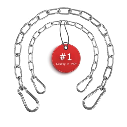 ZRruoin (2 Pack) Heavy Duty Swing Chains 440LB Capacity - Stainless Steel Hanging Chair Chains with Carabiners for Swing Set Accessories, Yoga Trapeze, Hammock Chair, Indoor Outdoor Gym - size: 40inch-2PCS