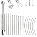 ONESING 2Pcs Piercing Ball Grabber Tool for Changing Jewelry, Stianless Steel Flat Back Earring Applicator Internally Threaded Push Pin Piercing Grabber Tool - color: Silver-I