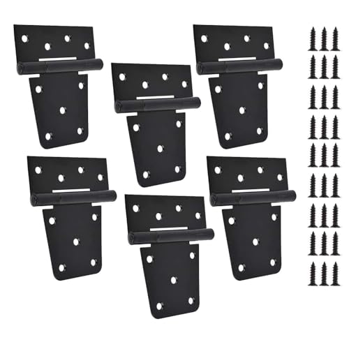 Black Gate Hinges Shed Hinges Heavy Duty Gate Hinges for Wooden Fences Barn Door Hinges for Wood Outdoor 3.5inch with Screws (Pack of 6)