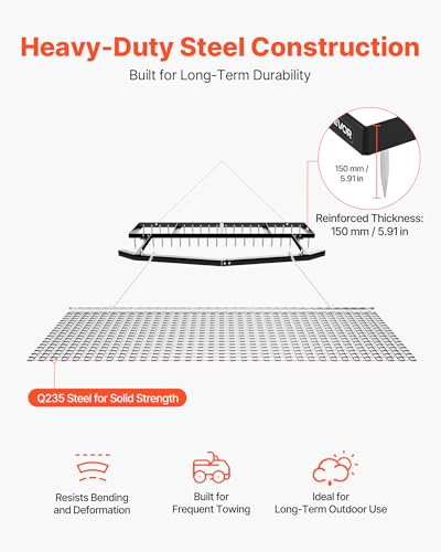 VEVOR Drag Harrow, 6 ft Tow-Behind Driveway Grader with Chain Harrow, Adjustable Width & 80lbs Load Capacity, Heavy Duty Lawn Leveling Rake, Fits ATVs UTVs Tractors, for Gravel Driveway Field - size: Set of (6x1.6ft + 6x1.5ft)