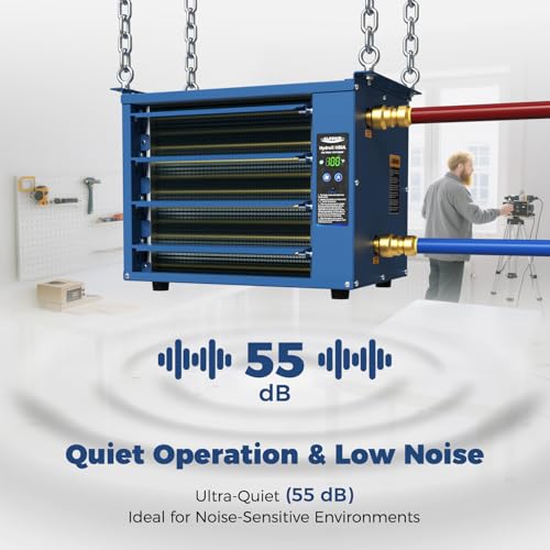 ALORAIR 50,000 BTU Hydronic Hanging Heater, HydroX H50A, Copper Tube | 2 Connection Types, Energy-Efficient Heating, Quiet 500CFM Blower, Hot Water & Steam Compatible, Garage/Warehouse Heater