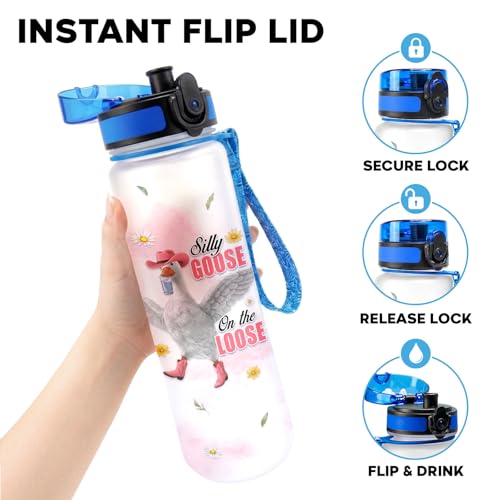 Silly Goose Water Bottle 32oz – Funny Goose Meme Hydration Bottle, Cute Animal Gift for Goose Lovers, Daily Motivation Drink Water Bottle - color: Silly Goose
