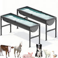 2PCS Animal Waterer 12 Gallon | Livestock Water Trough with Adjustable Stand, Easy to Assemble and Carry, Feeding Goat, Sheep, Horse, Dog in Farm - size: 2 PCS