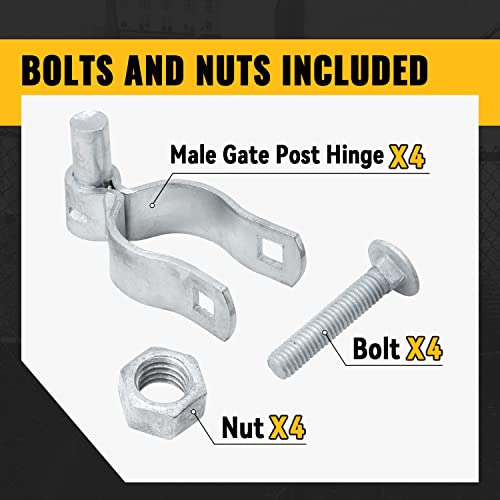 VIVIDA 1-7/8" Chain Link Gate Hinge 4 PCS, Galvanized Pipe Post Hinge for 1-7/8" OD Pipe, Chain Link Gate Hardware (Pack of 2) - size: 1-7/8" (4 PCS) (Pack of 2)