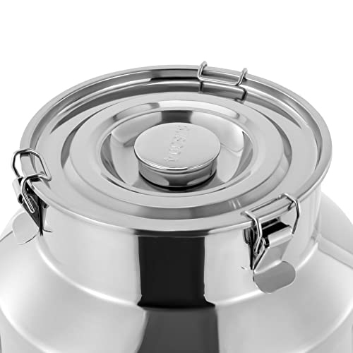 Stainless Steel Sealed Milk Barrel，28L/7.39Gallon Large Milk Bucket Wine Can Pail Tote Tank with Sealed Lid & Handle for Milk Wine Oil Liquid Tranport Storage Container - size: No Spigot
