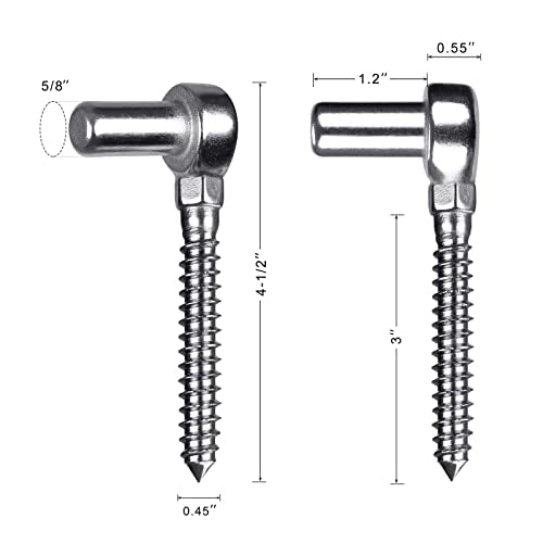 Insaga 304 Stainless Steel Gate Hinge, 5/8" Pin Heavy Duty Lag Screw Hinge for Wooden Fence & Farm Gate, One-Piece Molding Post Side Wood Bolt Hinge (2Pcs,M12) - color: M12 Pin Hinge-2Pcs