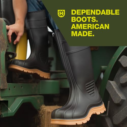 Heartland Barnyard 15” Agricultural Waterproof Work Boots for Men - Lightweight PVC Boots with Comfort Footbed & Self-Cleaning Traction Outsole - size: 12