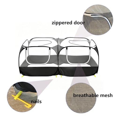 Small Animals Playpen, Portable Chicken Run Coop Large Chick Brooder Pet Cage Tent with Zipper Doors, Breathable Mesh Walls, Foldable Pet Enclosure for Cat Puppy Kitten Rabbits Indoor Outdoor