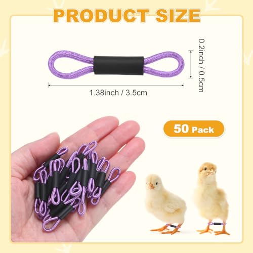 M METERXITY 50-Pack Adjustable Chick Leg Bands, 1.38" x 0.2" Polyester Chicken Leg Brace for Chicks/Ducks/Birds [Purple] Poultry Leg Bands - color: Purple