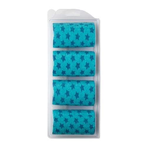 PowerFlex Equine – Extra Strong Self-Adhering Bandage Wrap – Wound Care, Compression & Support Bandage for Horses, Cows & Dogs – Stars, 4 inch, 4 Rolls (Resealable Case) - color: Stars
