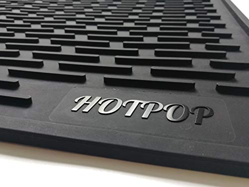 HOTPOP Medium (16x12 Inches) Super Sturdy Silicone Dish Drying Mat and Trivet, Dishwasher Safe, Heat Resistant, Eco-conscious (Black) - style: (16"x12"), Black