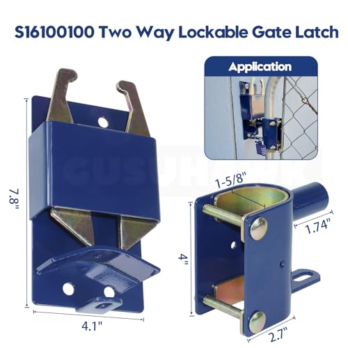 2 Way Farm Gate Latch for Gates with 1-5/8" to 2" Tubes, 2 Pack | 4.1"x7.8" Two Way Lockable Gate Latch with Combination Lock, Used as Livestock Horse Cattle Gate Latch for Metal Tube Gates - color: 2x S16100100(Large Size Version 4.1"x 7.8")