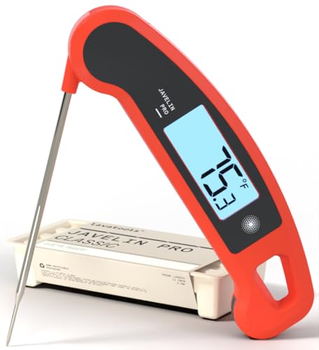Lavatools Javelin® PRO Classic Ultra-Fast 2-Second Professional Digital Instant Read Meat Thermometer for Grill and Cooking, Auto-Rotating Backlit Display, IP65 Water Resistant, NSF Certified – Sambal - color: Sambal