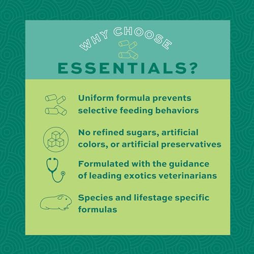 Oxbow Essentials Adult Guinea Pig Food, Timothy Hay Pellets, USA, 5 lb | Guinea Pig Pellets, Vitamin C For Guinea Pigs, Stabilized, High Fiber, Made in USA, Uniform Food, Prevents Selective Feeding - size: 5 Pound (Pack of 1)