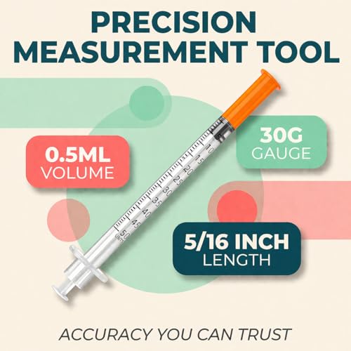 0.5ml 30G 5/16" (8mm), Lab Syrings Individually Wrapped, Box of 100 - size: 0.5ml 30G 5/16 Inch