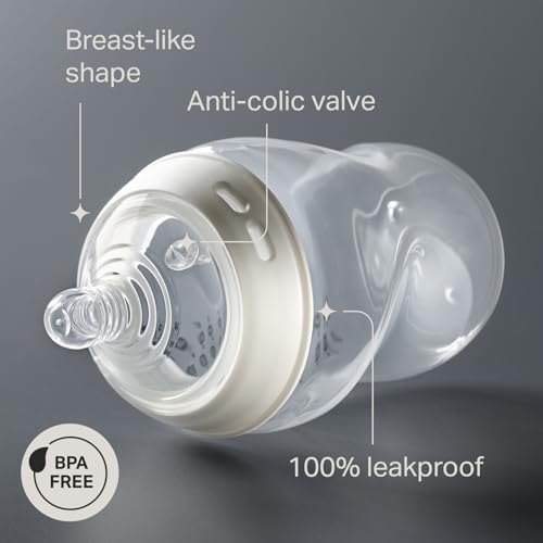 Tommee Tippee Natural Start Baby Bottles, Anti-Colic, 0m+, 5oz | Pack of 4, Slow Flow Breast-Like Nipple, Self-Sterilizing, Seamless Bottle-to-Breast Transition, BPA Free - color: Clear, Pack of 4