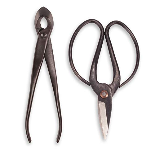 BambooMN Bonsai Basics Set - 8" Concave Cutter, 7" Heavy Duty Shear - 3 Sets - color: Concave Cutter & Heavy Duty Shear Set, size: 3