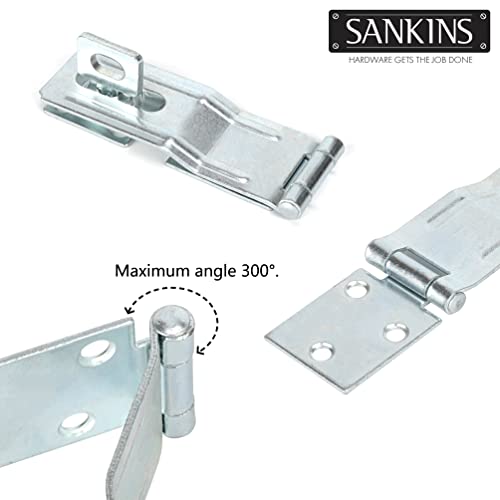 4.5" Swivel Staple Safety Hasps Latches with Twist Knob, Silver 2Pcs | Stainless steel gate door hasp lock, safety packlock clasp brushed finish lock latchs for fence, gate, cabinet, pet cage - color: Two Silver