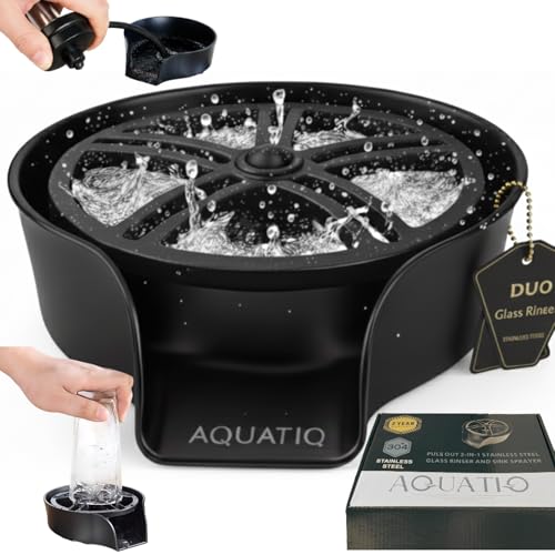 AquaDuo Glass Rinser and Kitchen Sink Sprayer Combo, Stainless Steel Cup Washer, Cup Cleaner, Bottle Washer, Glass Cleaner, Bar Sink Attachment, Pull Out Sprayer (Matte Black (Stainless Steel)) - color: Matte Black (Stainless Steel)